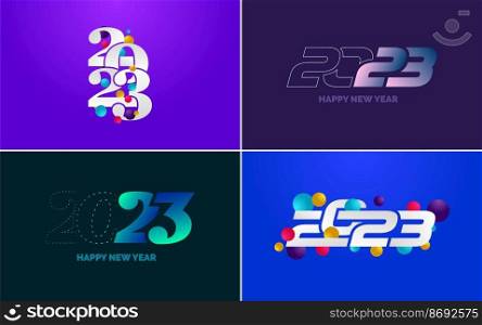 Happy New Year 2023 text design Pack. for Brochure design template. card. banner