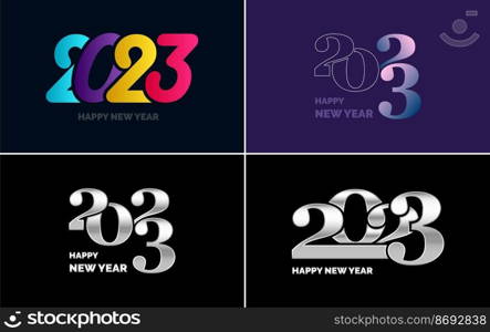 Happy New Year 2023 text design Pack. for Brochure design template. card. banner