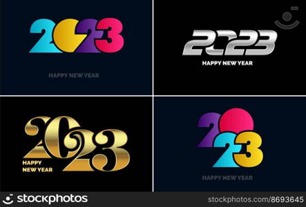 Happy New Year 2023 text design Pack. for Brochure design template. card. banner