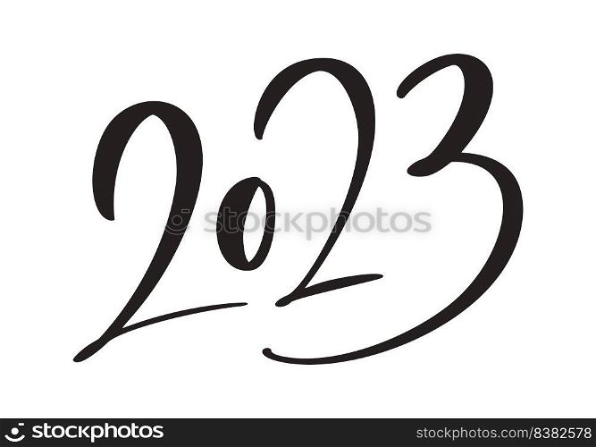 Happy New Year 2023 vector text design. Cover of business diary for design template, card banner illustration Isolated on white background.. Happy New Year 2023 vector text design. Cover of business diary for design template, card banner illustration Isolated on white background