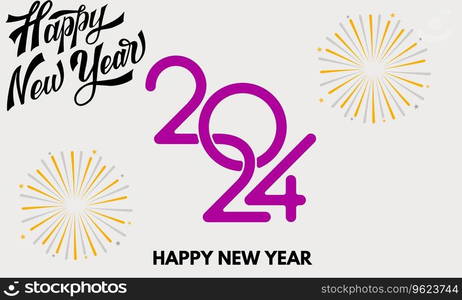 Happy New year 2024 vector illustration retro style 