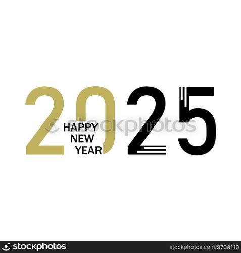 Happy New Year 2025 text design. Cover of business diary for 2025 with wishes. Brochure design template, card, banner. Vector illustration. Isolated on white background