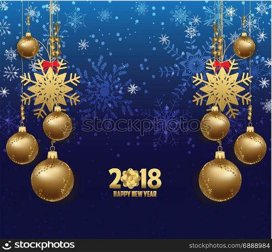 happy new year and merry christmas background greeting card with snowflake