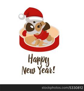 Happy New year and merry Christmas! Greeting card with funny dog character 2018.