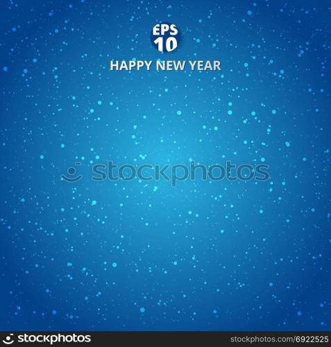 Happy new year and merry christmas on blue blurry vector background with snowflake. Greeting card design template