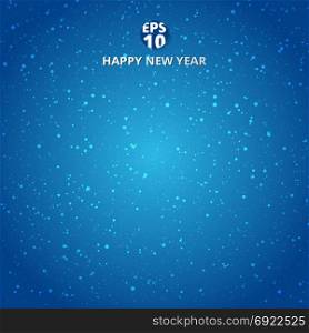Happy new year and merry christmas on blue blurry vector background with snowflake. Greeting card design template