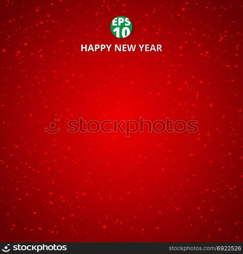 Happy new year and merry christmas on red blurry vector background with snowflake. Greeting card design template