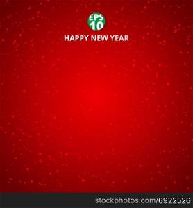 Happy new year and merry christmas on red blurry vector background with snowflake. Greeting card design template
