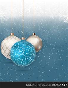 Happy New Year and Merry Christmas Winter Background with Ball Vector Illustration EPS10. Happy New Year and Merry Christmas Winter Background with Ball Vector Illustration