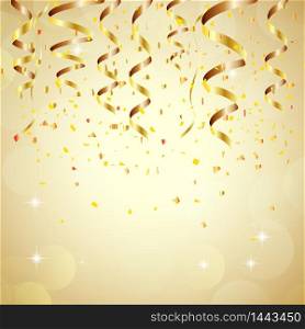 Happy new year background with golden confetti. vector