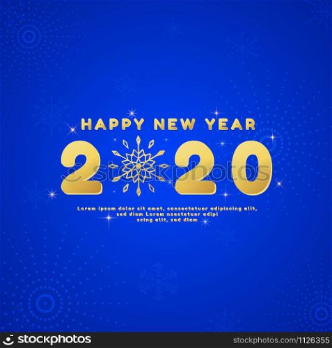 Happy new year blue color trend snowflake background art design. vector illustration