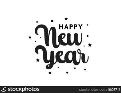 Happy New Year calligraphic text. Handwritten lettering illustration. Brush calligraphy style. Inscription vector 