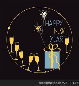 Happy New Year Card. Vector illustration.