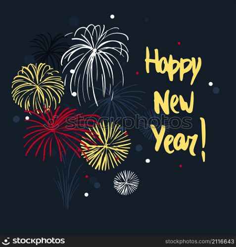 Happy New Year card. Vector sketch illustration.