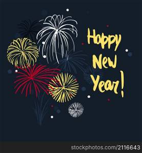 Happy New Year card. Vector sketch illustration.