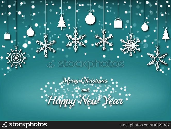 Happy New Year. Card with snowflakes. Merry christmas background. Vector illustration