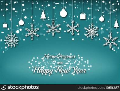 Happy New Year. Card with snowflakes. Merry christmas background. Vector illustration