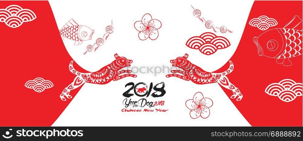 Happy new year, dog 2018,Chinese new year greetings, Year of dog