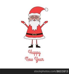 Happy New Year greeting card with cute Santa Claus on a white background.. Happy New Year greeting card with cute Santa Claus on white background.