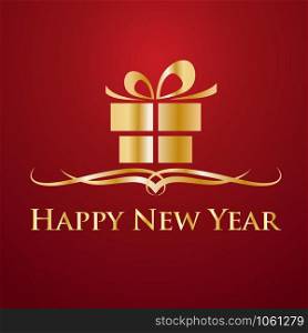 Happy New Year. Greeting, Gift or Purchases. Golden vector illustration