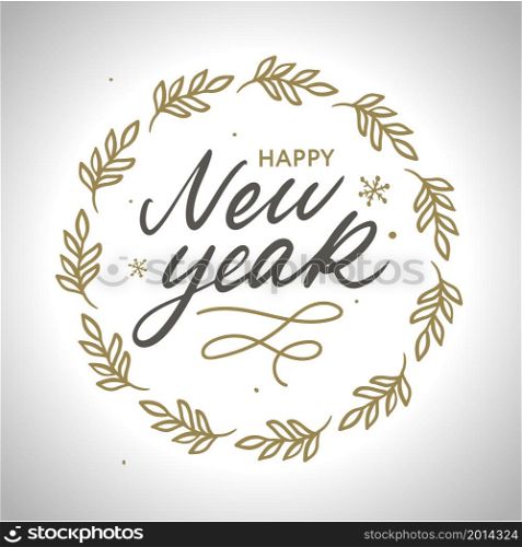 Happy New Year hand lettering congratulate inscription, Christmas greeting card, calligraphy vector. Happy New Year hand lettering congratulate inscription, Christmas greeting card, calligraphy vector illustration