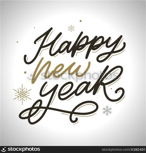 HAPPY NEW YEAR hand lettering, vector. HAPPY NEW YEAR hand lettering, vector calligraphy