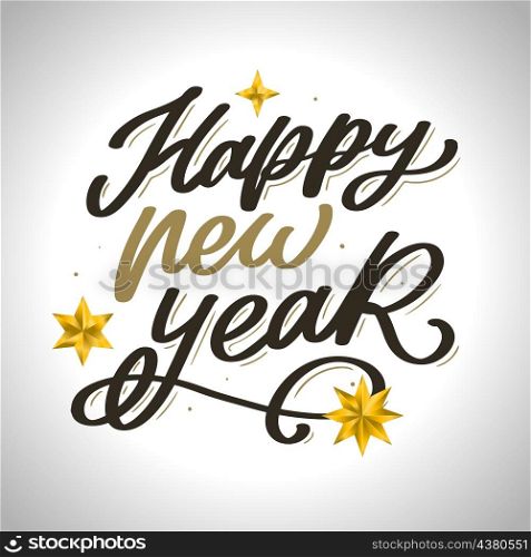 HAPPY NEW YEAR hand lettering, vector. HAPPY NEW YEAR hand lettering, vector calligraphy