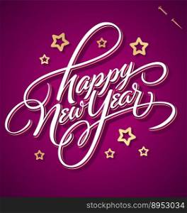 Happy new year hand lettering vector image