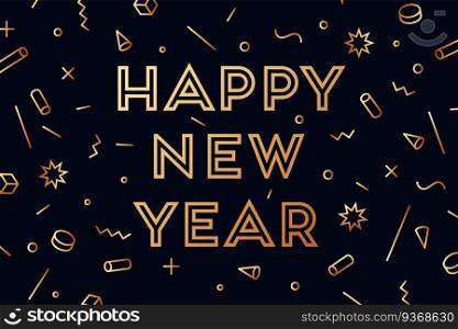 Happy New Year. Happy New Year. Greeting card with inscription Happy New Year. Fashion style for Happy New Year or Merry Christmas theme. Holiday background, banner, card and poster. Vector Illustration