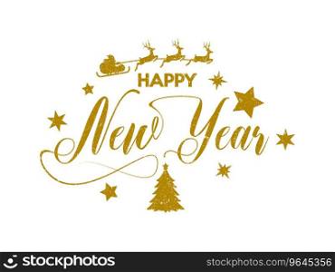 Happy new year holiday shiny lettering Royalty Free Vector