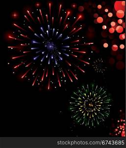 Happy New Year!. Illustration of exploding fireworks in various colors