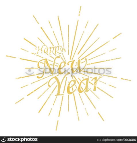Happy New Year inscription with burst. Vector. Happy New Year inscription with burst