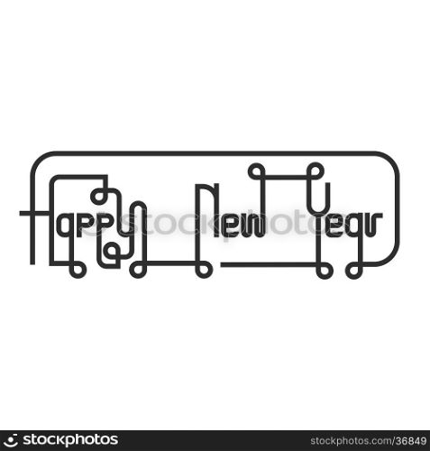 "Happy new year lettering abstract background.Handdrawn Happy new year typography.Celebration quote"Happy new year" for postcard,icon,logo,badge.Vector illustration"