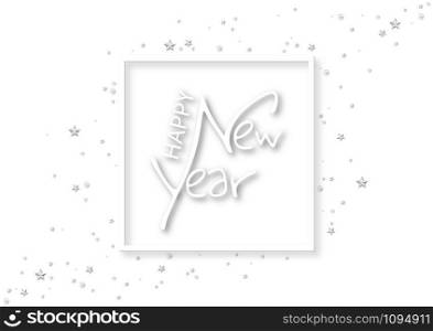 Happy New Year Lettering Calligraphy Text on White