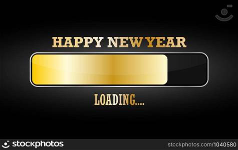 Happy New Year. New year loading scale, black background.