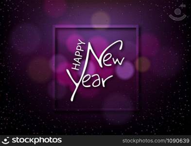 Happy New Year on Dark Background with Bokeh Effect