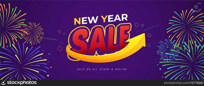 Happy New Year Sale Banner Vector Template Design