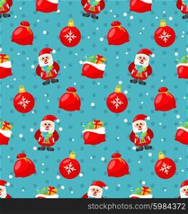 Happy New Year seamless pattern with Santa and gifts. Merry Christmas and Happy New Year seamless pattern with Santa and gifts - vector