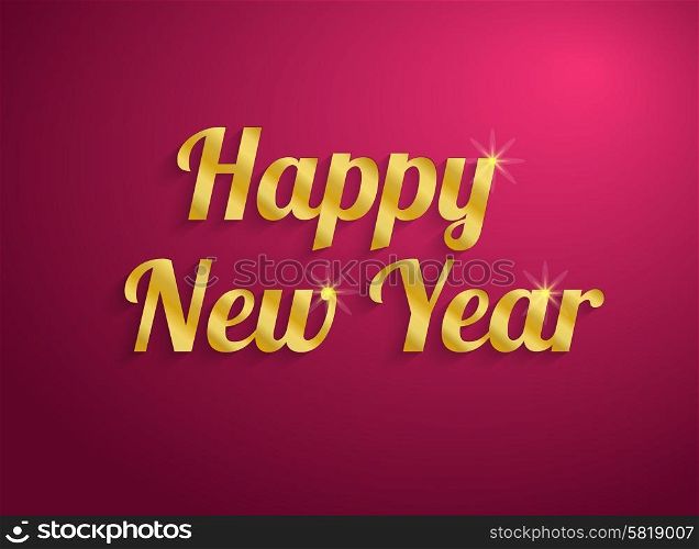 Happy New Year text. Paper Year background with text in gold color