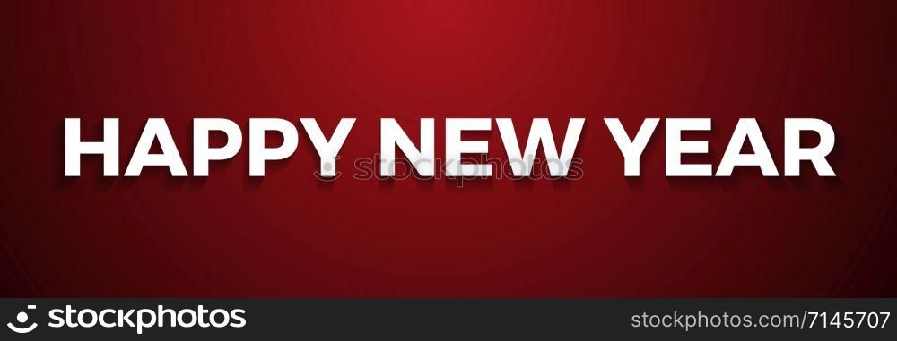 Happy New Year. Vector text for label or banner on red background