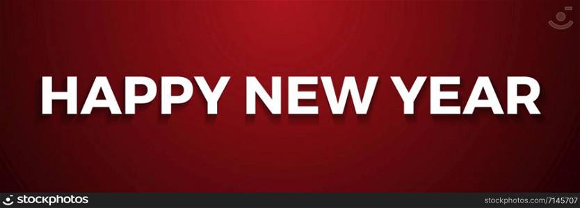 Happy New Year. Vector text for label or banner on red background