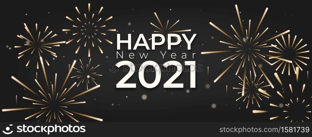 Happy new year with fireworks and celebration background. Festival celebrate banner template