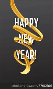 Happy New Year with golden serpentine streamers. Vector illustration EPS10. Happy New Year with golden serpentine streamers. Vector illustration