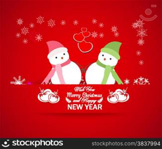 happy new year with snowman