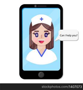 Happy online doctor chart with patient.Vector illustration.