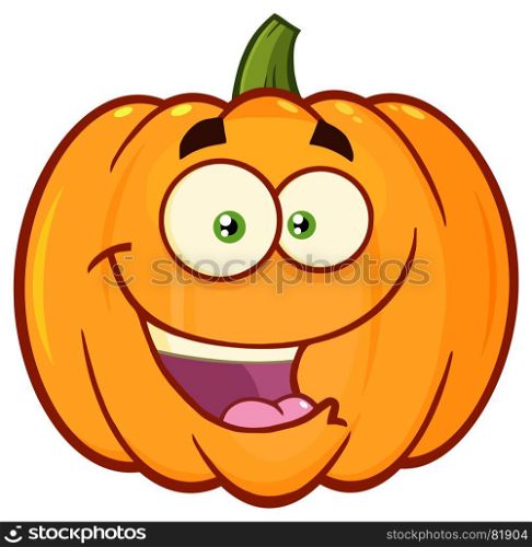 Happy Orange Pumpkin Vegetables Cartoon Emoji Face Character With Expression