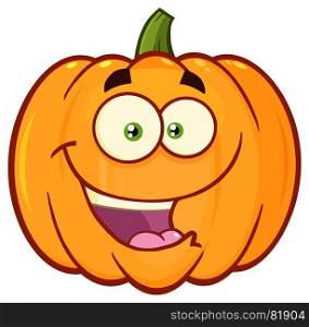 Happy Orange Pumpkin Vegetables Cartoon Emoji Face Character With Expression