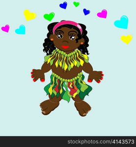 Happy papuan children. Vector illustration.