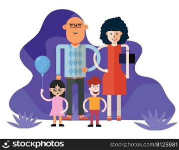 Happy parents with their children icon vector
