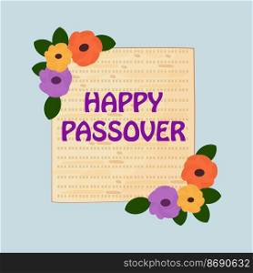 Happy Passover greeting card. Pesach holiday concept with matzah and bouquet of roses.. Happy Passover greeting card. Pesach holiday concept with matzah and bouquet of roses